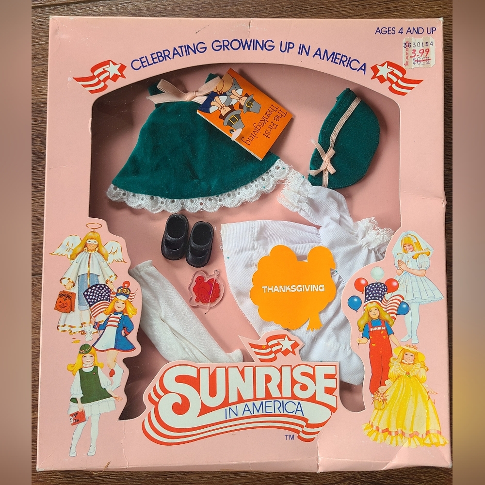 NEW Vintage Sunrise in America Doll Clothes Thanksgiving 1982 Fits 8" Doll